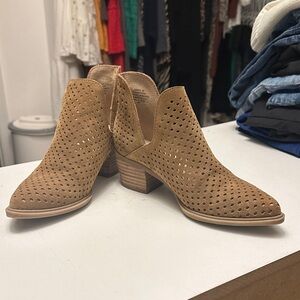 Steve Madden Perforated Tan Ankle Booties